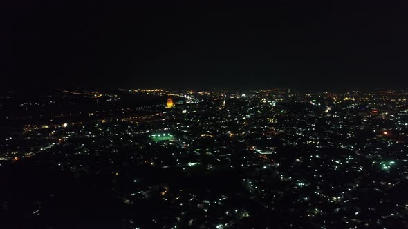 Vientiane city in Laos by night seen from the sky