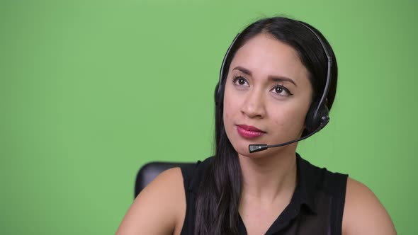 Young Beautiful Asian Businesswoman As Call Center Representative