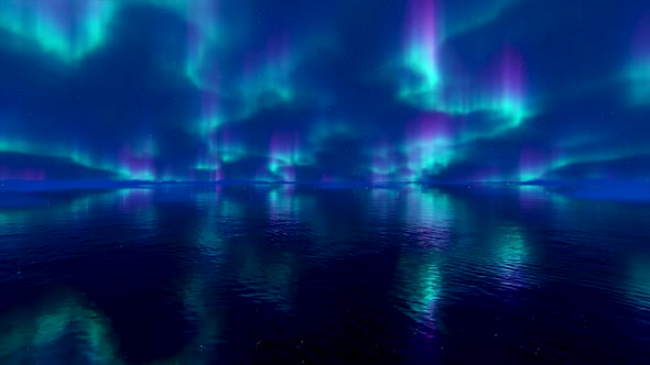 Northern Lights Reflected on the Water