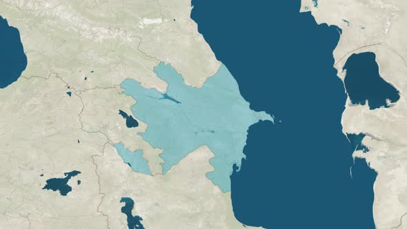 Zoom in to the Map of Azerbaijan with Text Textless and with Flag