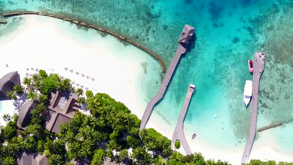 Aerial view panorama of lagoon beach by blue lagoon and sand background