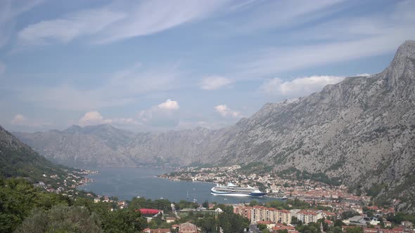 Panorama of the Old Town of Kotor By the Sea Surrounded By Mountains