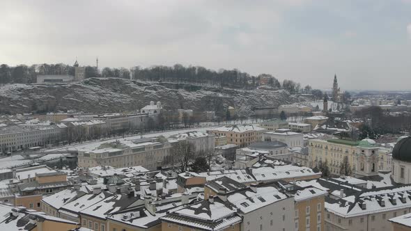 Winter cityscape of Salzburg