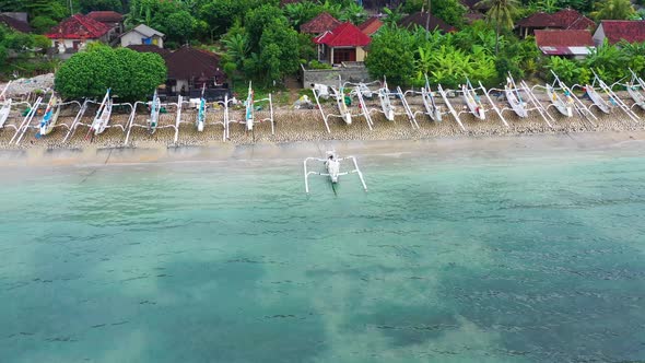 Coast and Fishing Boats as A Background from Top View