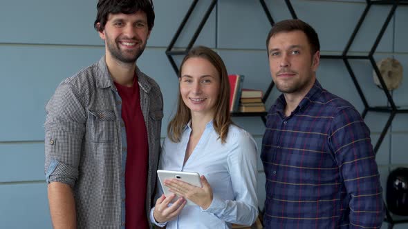 Portrait Successful Creative Business Team Looking Camera Smiling