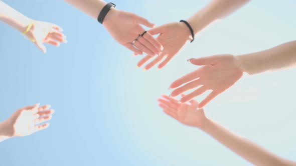 College Students Teamwork Stacking Hand Concept