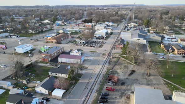 Railroad tracks through small-town America,  Chillicothe, Illinois, USA