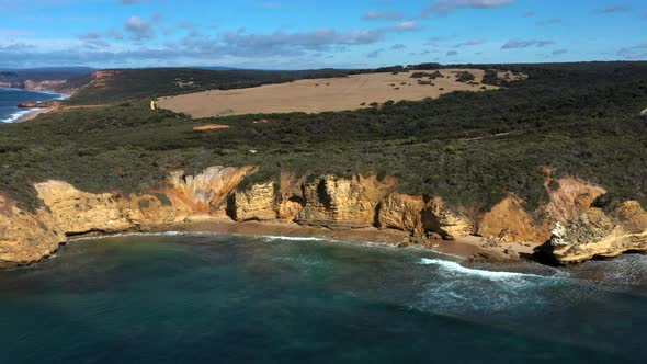 AERIAL Rugged Great Ocean Road Coastline, Australia