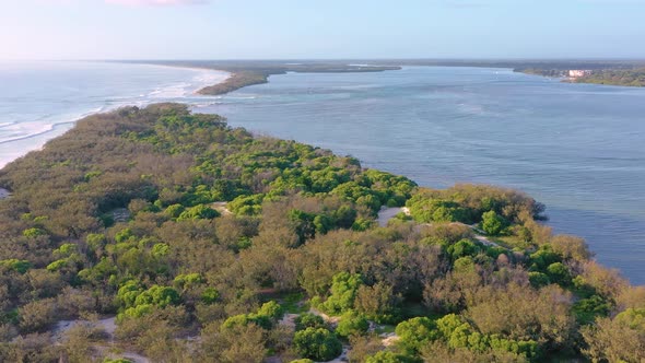 Aerial view of Bribie Island, Queensland, Australia.