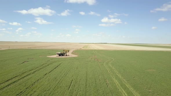 Aerial view of farmlands on Eastern Plains in the Spring.