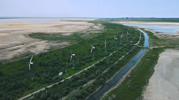 Aerial View of Wind Turbines