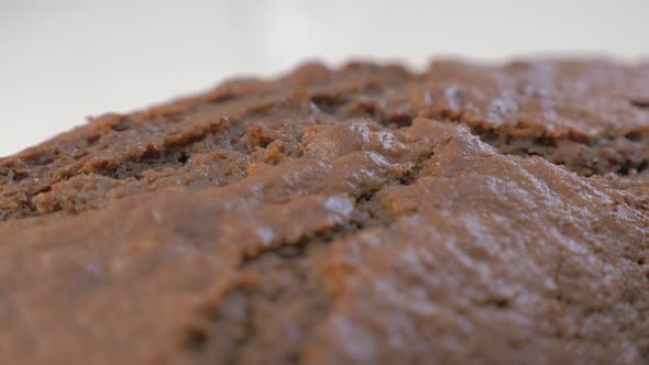 Tasty chocolate cake texture slow  panning 4K 2160p UltraHD footage - Chocolate cake surface cracked