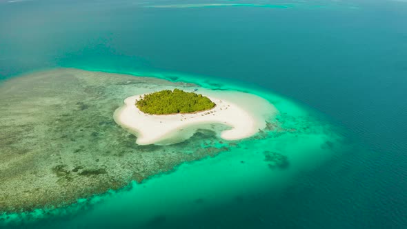 Tropical Island with Sandy Beach. Balabac, Palawan, Philippines alt