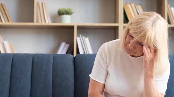 An Elderly Woman Suffers From Headaches Migraines High Blood Pressure