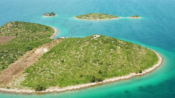 Green Hilly Heart Shaped Galesnjak Island with Clean Beach