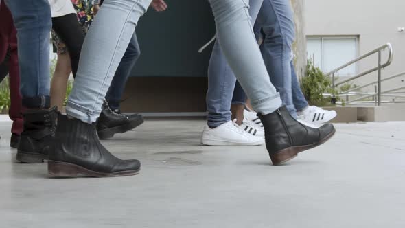 College students walking together in campus