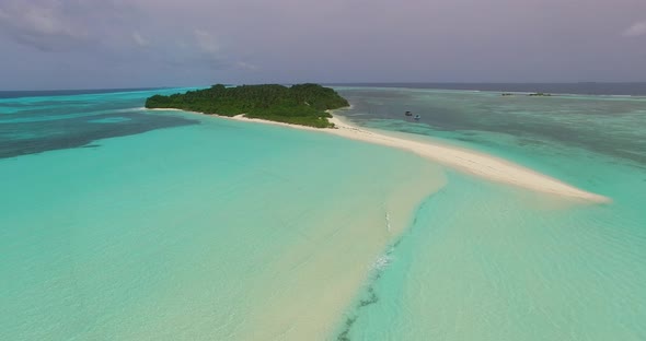 Luxury drone clean view of a white sand paradise beach and turquoise sea background in colorful 4K