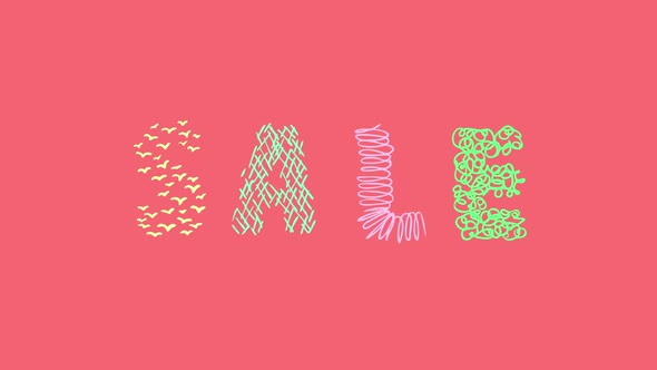 Grungy wiggle and jumping Sale text alt