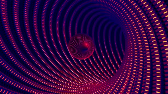 Abstract Sphere Flying Inside Dotted Tunnel Seamless Loop
