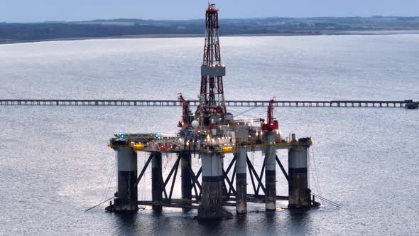 Aerial View of an Oil and Gas Drilling Platform and Rig