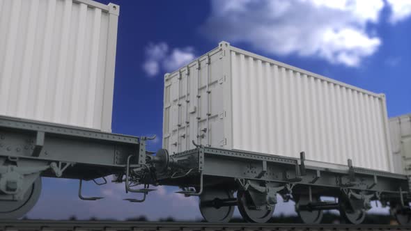 Cargo Train with Blank White Containers