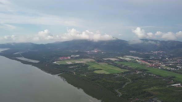 Aerial view green scenery at Balik Pulau traditional village