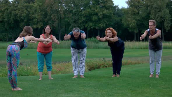 Group of People Exercising Yoga Outdoor