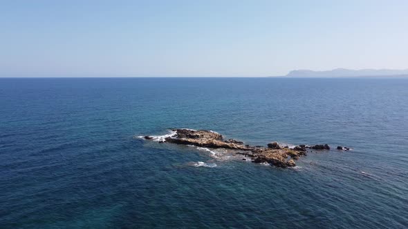 Aerial Video View From Drone on Underwater Reefs and Coastal Rocks in Mediterranean Sea Near Beaches