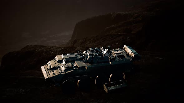 Old Military Vehicle in Afghanistan Mountains alt