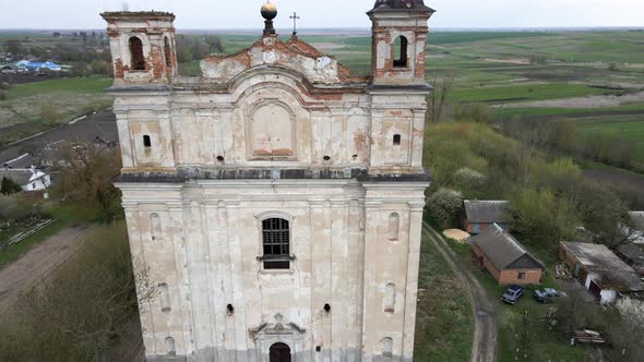 Aerial view of the church ruins church of St. Anthony Ukraine