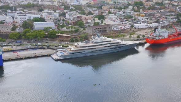 Russian oligarch luxury yacht in the port don diego dominican republic