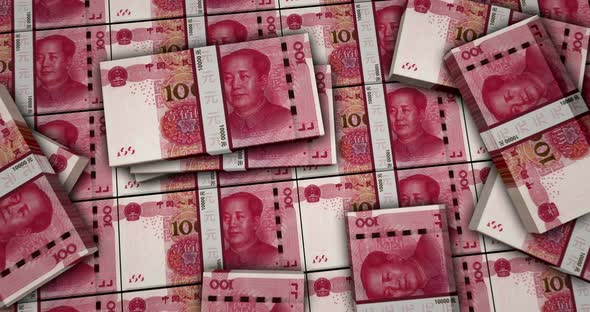Renminbi Chinese yuan money banknotes animation