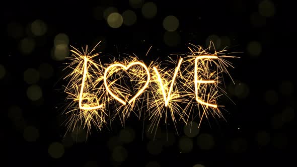 Love Text Sparkler Computer Generated Animation