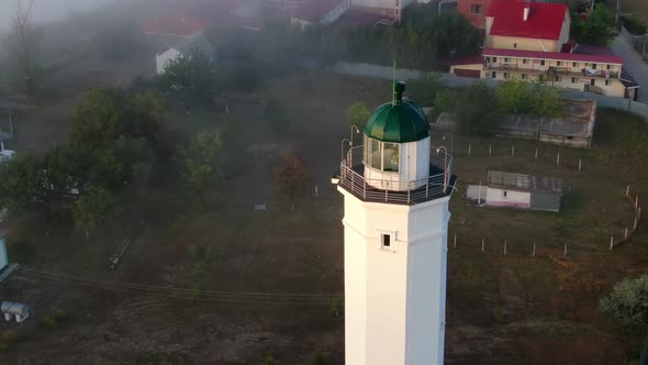 A beautiful lighthouse on the seashore