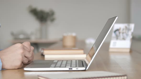 Opening, Typing and Closing Laptop, Side View