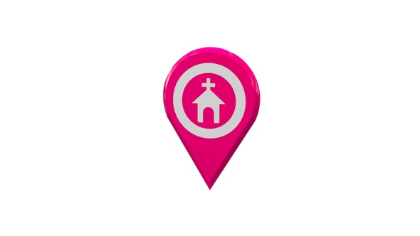 Pink Church Map Location 3D Pin Icon V5