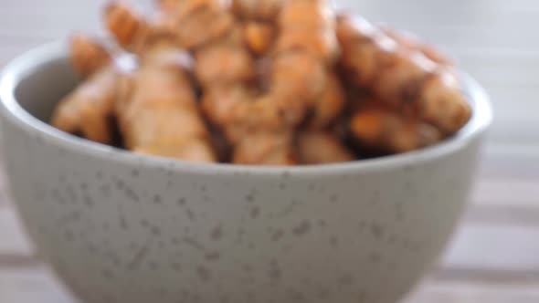 Roots of Turmeric in Plate