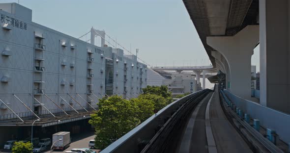 Yurikamome Transit System in Odaiba of Japan