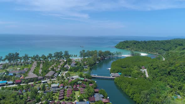 Estuary, river to ocean, at Koh Kood tropical Island, Thailand.