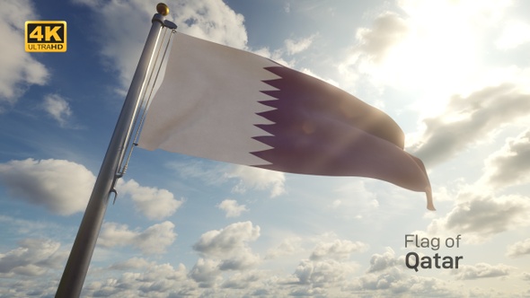 Qatar Flag on a Flagpole - 4K