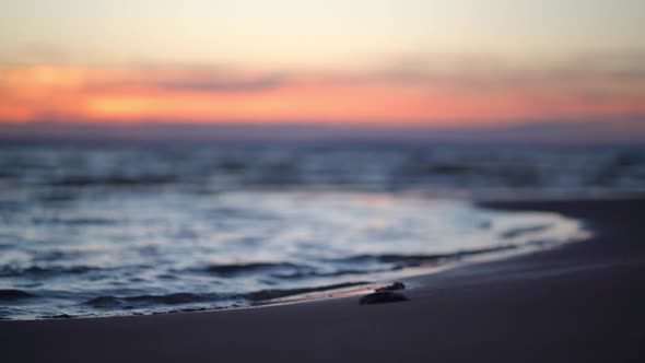 Waves and Sky in a Beautiful Sea Sunset