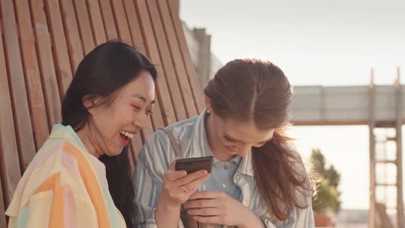 Girlfriends Having Fun Outdoors in Summer