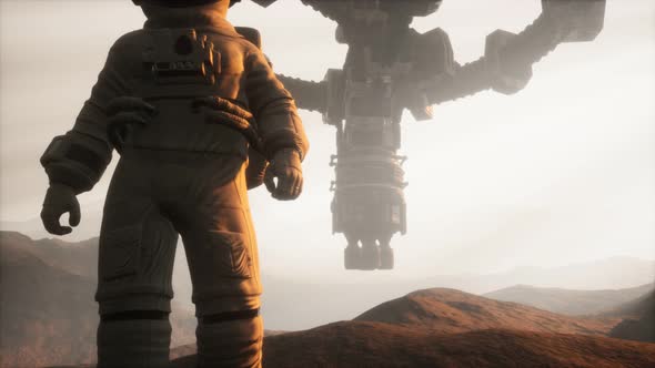 Astronaut Walking Mars Planet