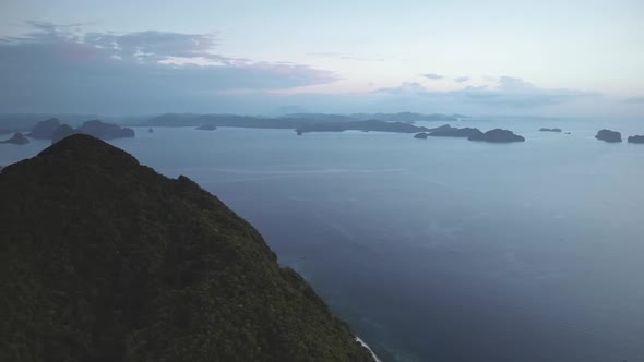 Visayas Archipelago Islands Silhouette at Ocean Bay Aerial