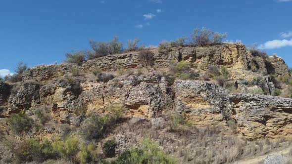 Dolly shot through Cueva de la Batida, historic ancient rock quarry