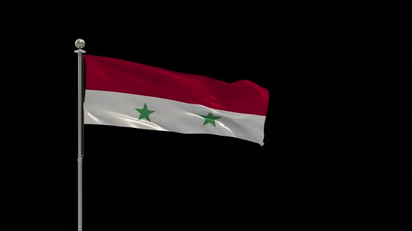 Syria Flag Pole Looping  Animation Include Alpha Channel