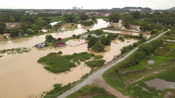 Flooded rural area Malays kampung
