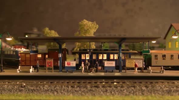 Miniature of Railway Station with Moving Train.