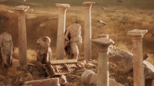 Old Roman Temple Ruins at Sunset alt