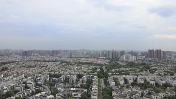 Aerial Sichuan City, Blue Sky